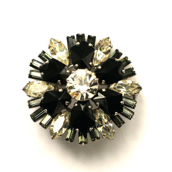 Rhinestone Vintage brooch black And crystal