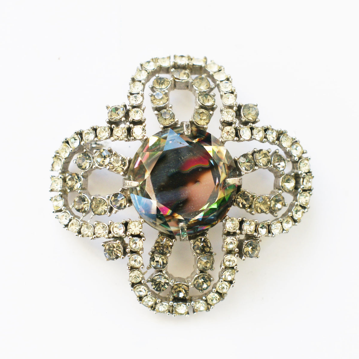 1960s Vintage Rainbow Glass Brooch – Eclectica Vintage Costume Jewellery