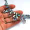 iridescent blue rhinestone necklace in white metal by Sherman from the 1950s 