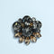 Vintage sparkly brooch from the 1950s in black plate with mink brown and grey rhinestones