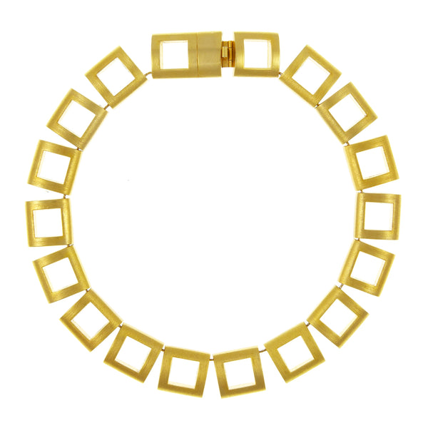 Helena Rubenstein square gold plated necklace