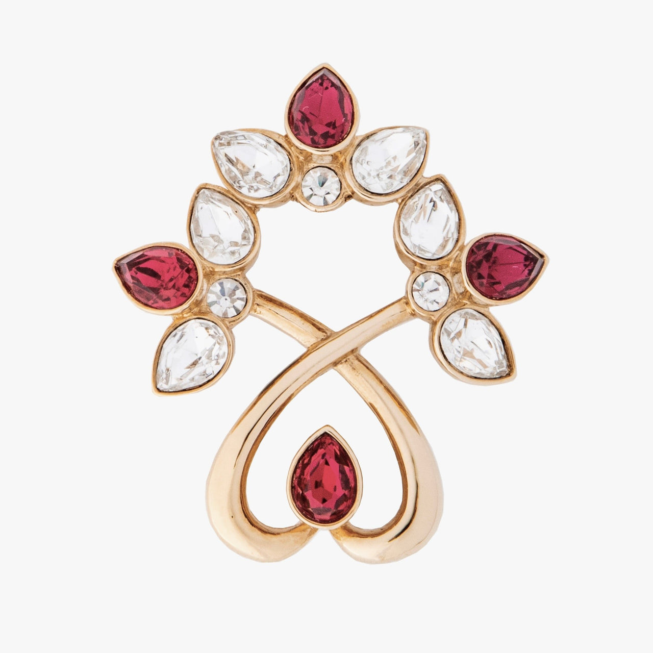 Attwood &amp; Sawyer abstract brooch in soft red tone and light 22ct gold plate.